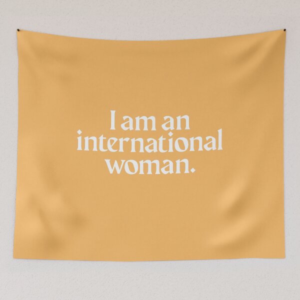 Item preview, 'I Am An International Woman' Yellow Typography designed and sold by Sarah Lopez.