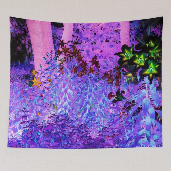 Item preview, Spooky Black and Crimson Lily Garden Landscape designed and sold by myrubiogarden.