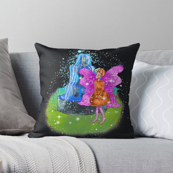 Fatunie The Birdbath and Fountain Fairy™ Throw Pillow