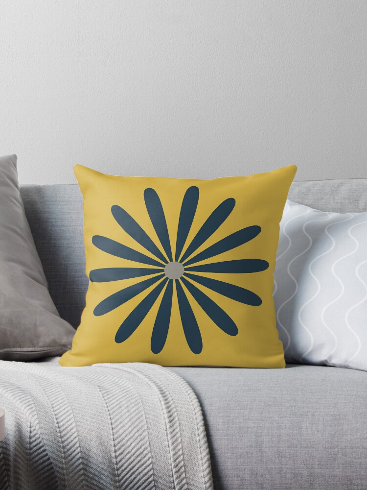 Navy blue and on sale yellow throw pillows