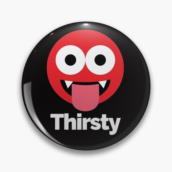 Item preview, Vampire emoticon with horns and fangs tongue out Thirsty designed and sold by Rustic Valley Studio.