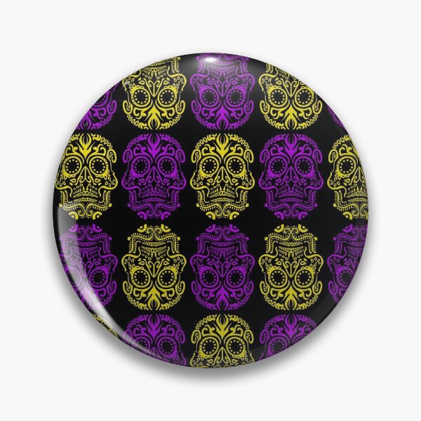 Item preview, Purple/yellow dia de los muertos calavera designed and sold by Randoprint.