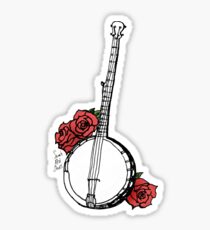 Hipster Banjo & Roses Sticker