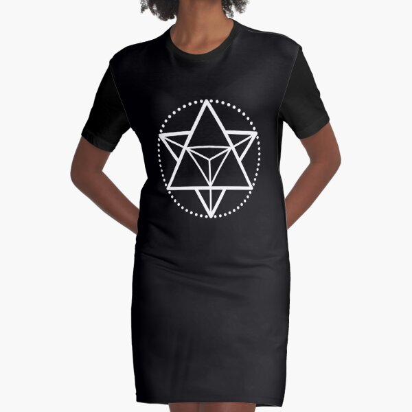The Principle of Mentalism - White Startetrahedron / Mercaba Graphic T-Shirt Dress