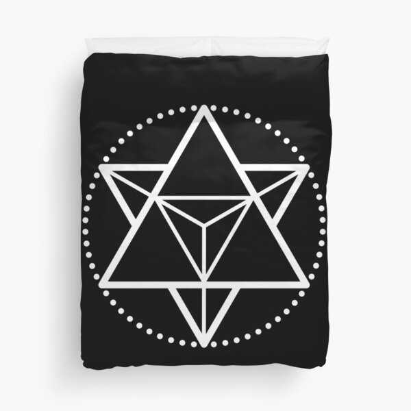 The Principle of Mentalism - White Startetrahedron / Mercaba Duvet Cover