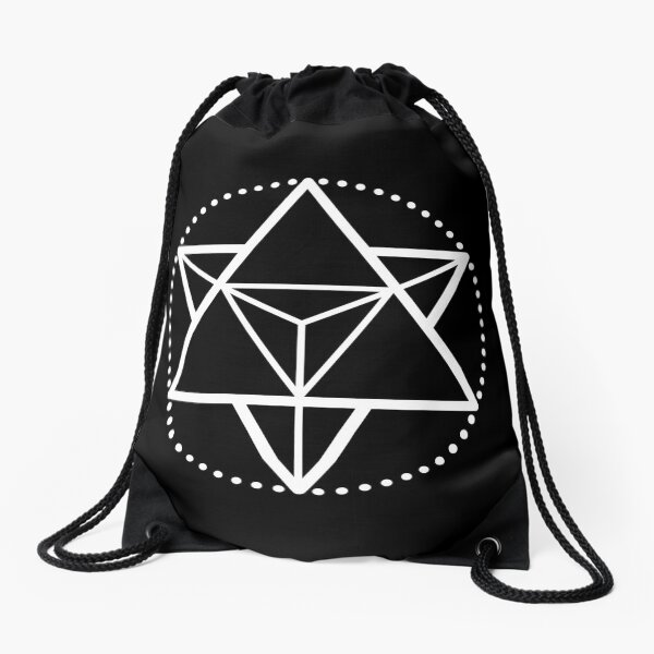 The Principle of Mentalism - White Startetrahedron / Mercaba Drawstring Bag