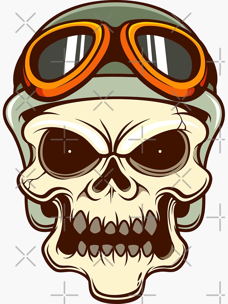 "Funny biker skull" Sticker for Sale by silverorlead Redbubble