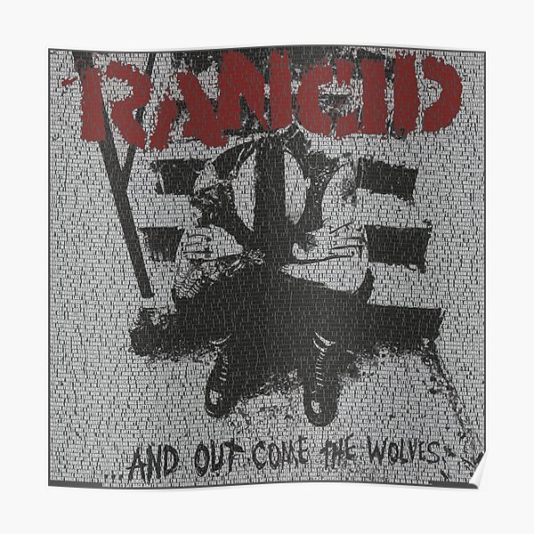 Text Portrait of Rancid's And Out Come The Wolves... cover with all the songs Portrait of Rancid's And Out Come The Wolves... cover with all the songs Poster