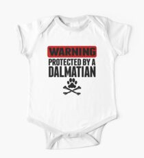 Warning Protected By A Dalmatian One Piece - Short Sleeve