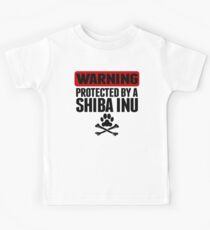 Warning Protected By A Shiba Inu Kids Tee