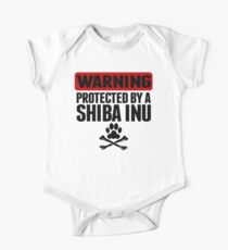 Warning Protected By A Shiba Inu One Piece - Short Sleeve