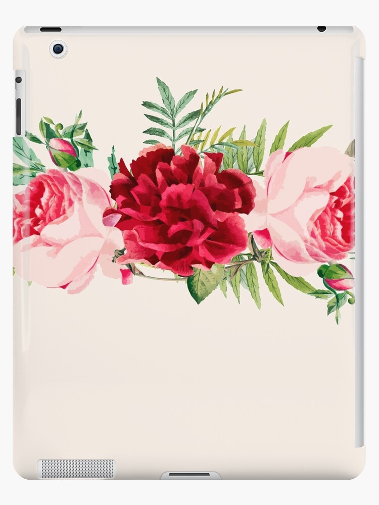 Funda y vinilo para iPad «Ramo Brillante Peonías Rosadas Y Rojas Flores  Acuarela» de DMRStudio | Redbubble