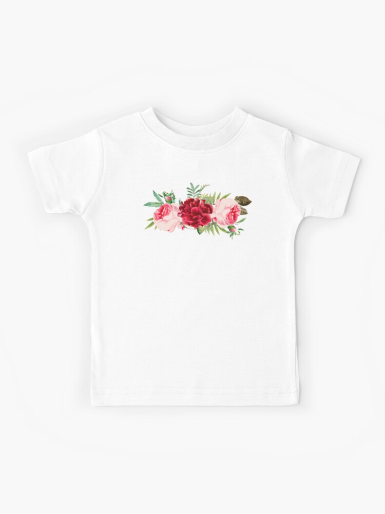 Camiseta para niños «Ramo Brillante Peonías Rosadas Y Rojas Flores  Acuarela» de DMRStudio | Redbubble