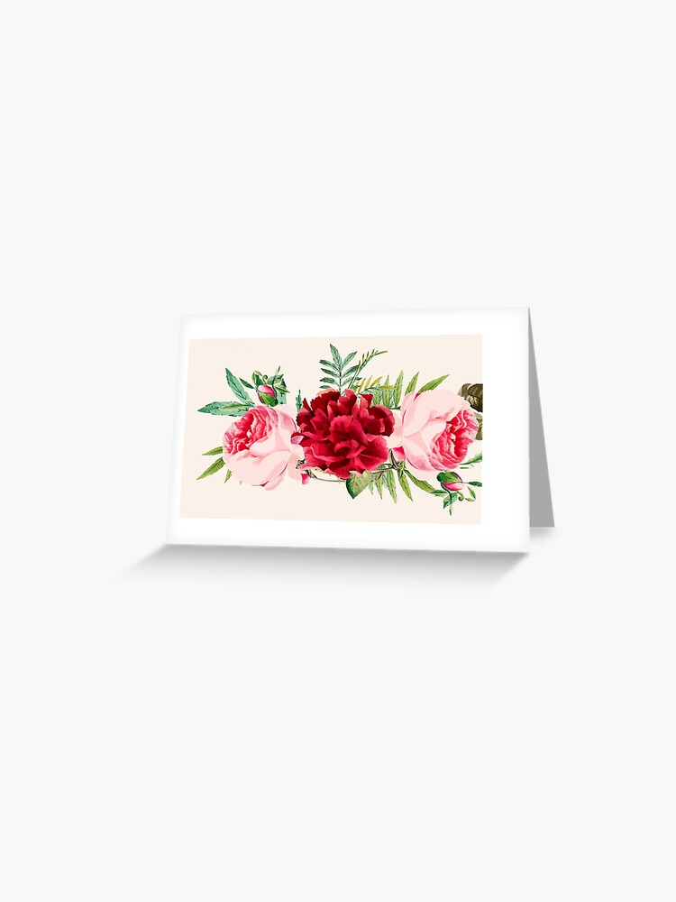 Tarjetas de felicitación «Ramo Brillante Peonías Rosadas Y Rojas Flores  Acuarela» de DMRStudio | Redbubble