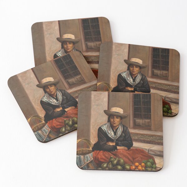Item preview, Vintage Peruvian Oil Painting of Lima Woman with Fruit, 1892 designed and sold by Vintage Wall Art.