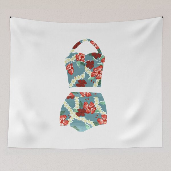 Item preview, Vintage Blue Tropical Bathing Suit designed and sold by jenbucheli.