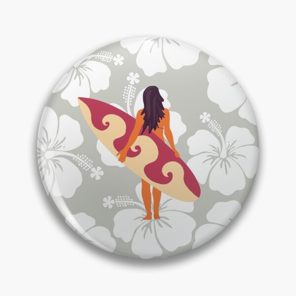 Item preview, Summer Surfer Girl Pattern. Women holding surfboards illustration hibiscus flower background. Summer beach vacation design. Surf sport design banner, flyer, surf store, beach wear designed and sold by Sandra Hutter.