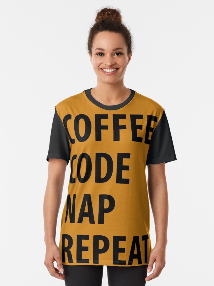 Alternate view of Coffee Code Nap Repeat Graphic T-Shirt