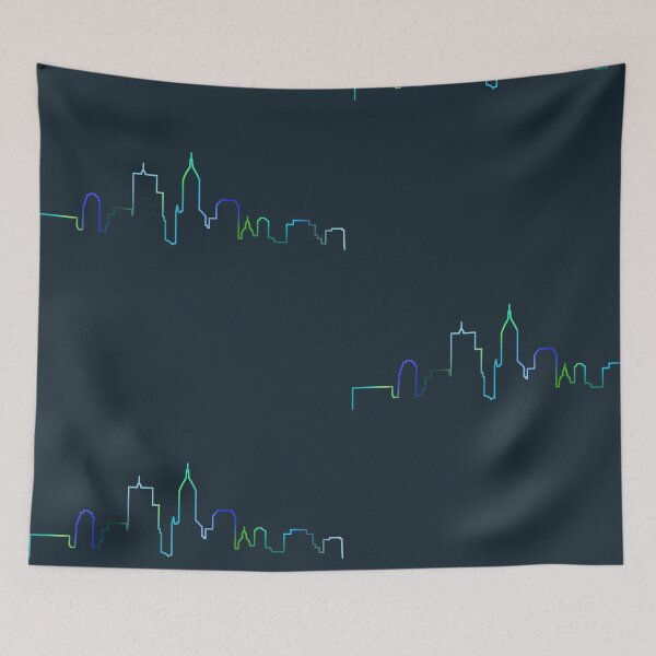 Item preview, Blue and Green Indianapolis Skyline designed and sold by Sunflower-Farms.