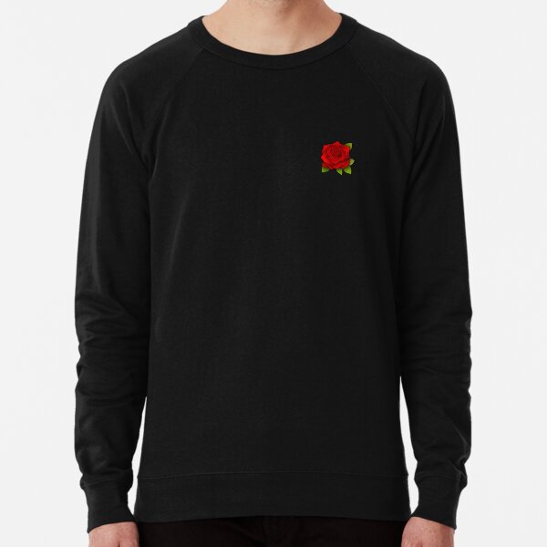 Black sweatshirt with red roses best sale