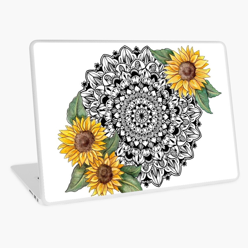 Sunflower Mandala Sticker 2 Sizes Available Clear Edge Yeti