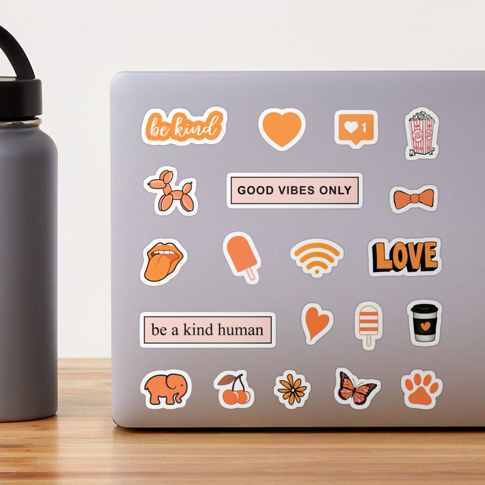 Sticker Pack Orange Hydro Flask Stickers Yellow Aesthetic Sticker