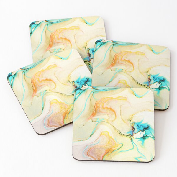 Item preview, Watercolor gold turquoise iridescent, marble designed and sold by Collagedream.