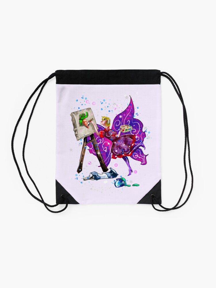 Thumbnail 2 of 3, Drawstring Bag, Tianna The T-Shirt Artist Fairy™ designed and sold by TeelieTurner.