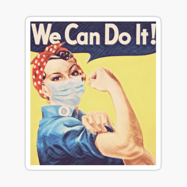 Rosie the Riveter Wearing a Face Mask - We Can Do It Sticker