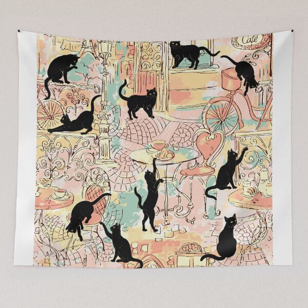 Item preview, Black Cat at a Paris Cafe - Pattern  designed and sold by ColorfulMystic.