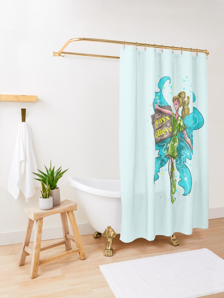 Thumbnail 3 of 5, Shower Curtain, Iva the Inspirational Fairy™ designed and sold by TeelieTurner.