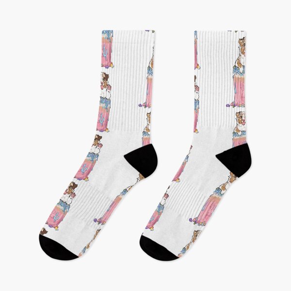 Item preview, Red Merle Australian Shepherd In pastel pink milkshake with blue icing designed and sold by Ivy Fox Illustration.