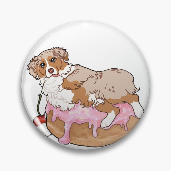 Item preview, Copy of Red Merle Australian Shepherd on a pastel glazed donut designed and sold by Ivy Fox Illustration.