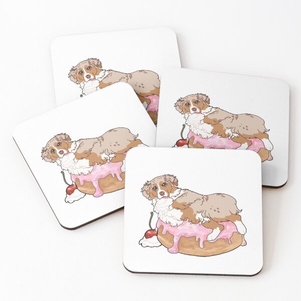Item preview, Copy of Red Merle Australian Shepherd on a pastel glazed donut designed and sold by Ivy Fox Illustration.