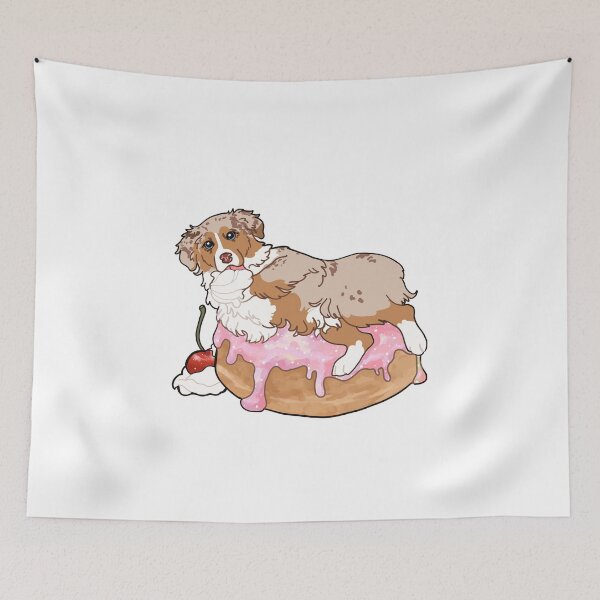 Item preview, Copy of Red Merle Australian Shepherd on a pastel glazed donut designed and sold by Ivy Fox Illustration.
