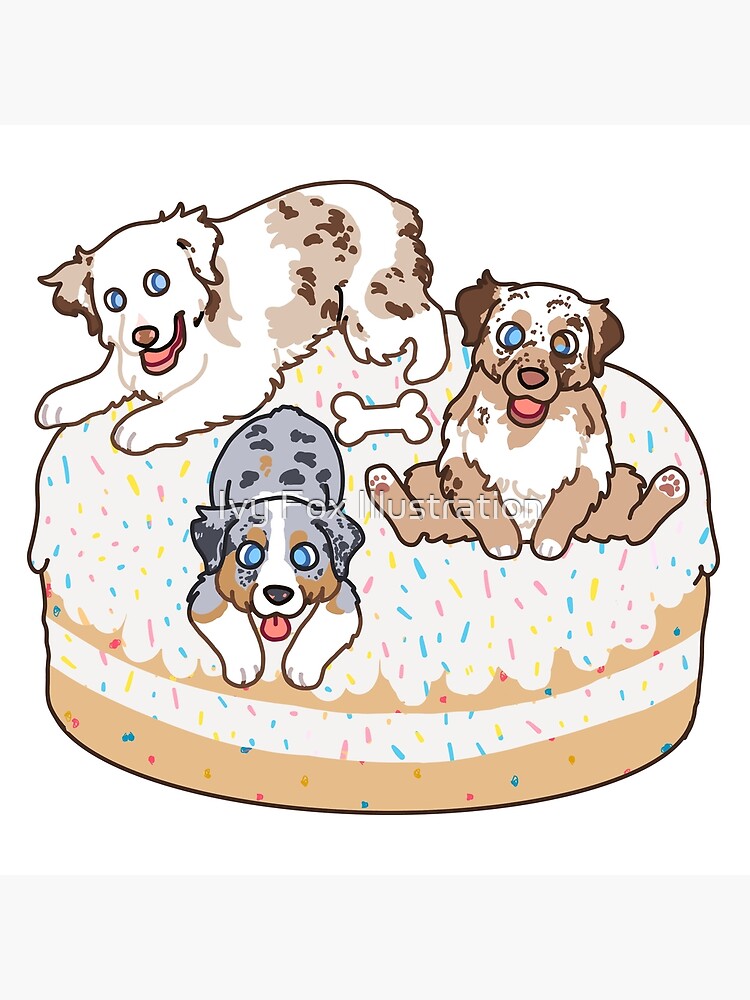 "Australian Shepherds on a confetti cake" Poster for Sale by IvyFox1