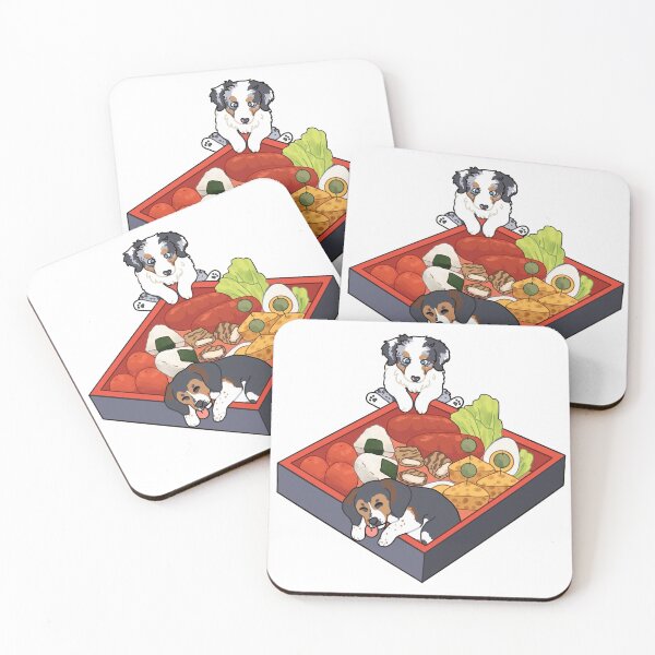Item preview, Beagle burger bento box (with Blue Merle Australian Shepherd )) designed and sold by Ivy Fox Illustration.