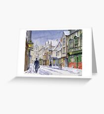 An Edwardian winter scene in Oxford. Greeting Card