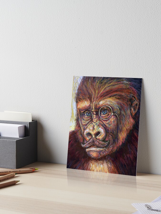 Gorilla w Mustache and Monocle- Original Painting by Kraken