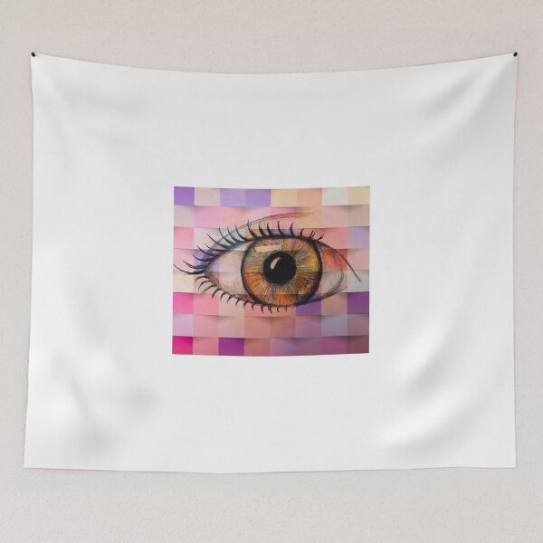 Item preview, Human eye sketched with a geometric background  designed and sold by Paintingladycat.