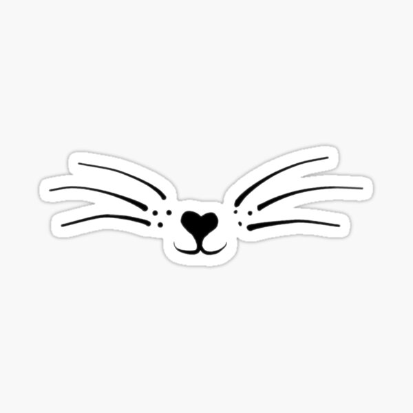 Cute Cat Whiskers - Heart Button Nose - Smiley Face Sticker