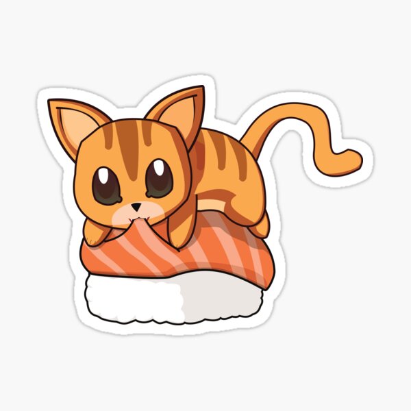 Red Cat Salmon Sushi Sticker