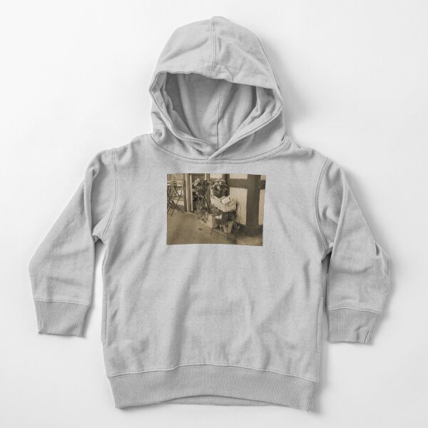 Bakery in Bicycle Basket and Flowers in Sepia Toddler Pullover Hoodie