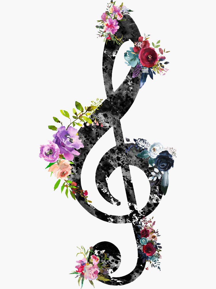 "floral treble clef" Sticker for Sale by elisejolie19 | Redbubble