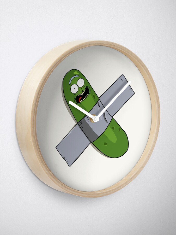 Alternate view of Pickle Rick Modern Art Happy Version - Rick and Morty Fan Art Clock