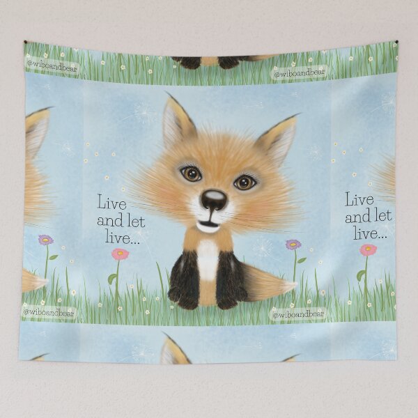 Item preview, LIVE AND LET LIVE FOX ANIMAL RIGHTS VEGAN designed and sold by wiboandbear.
