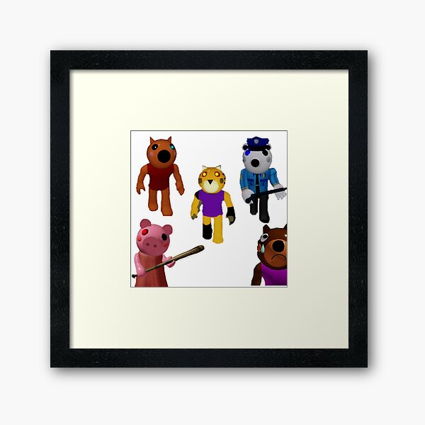 Roblox Game Piggy Family Portrait Framed Art Print By Inspired By Redbubble - kindly keyin roblox baldies basics