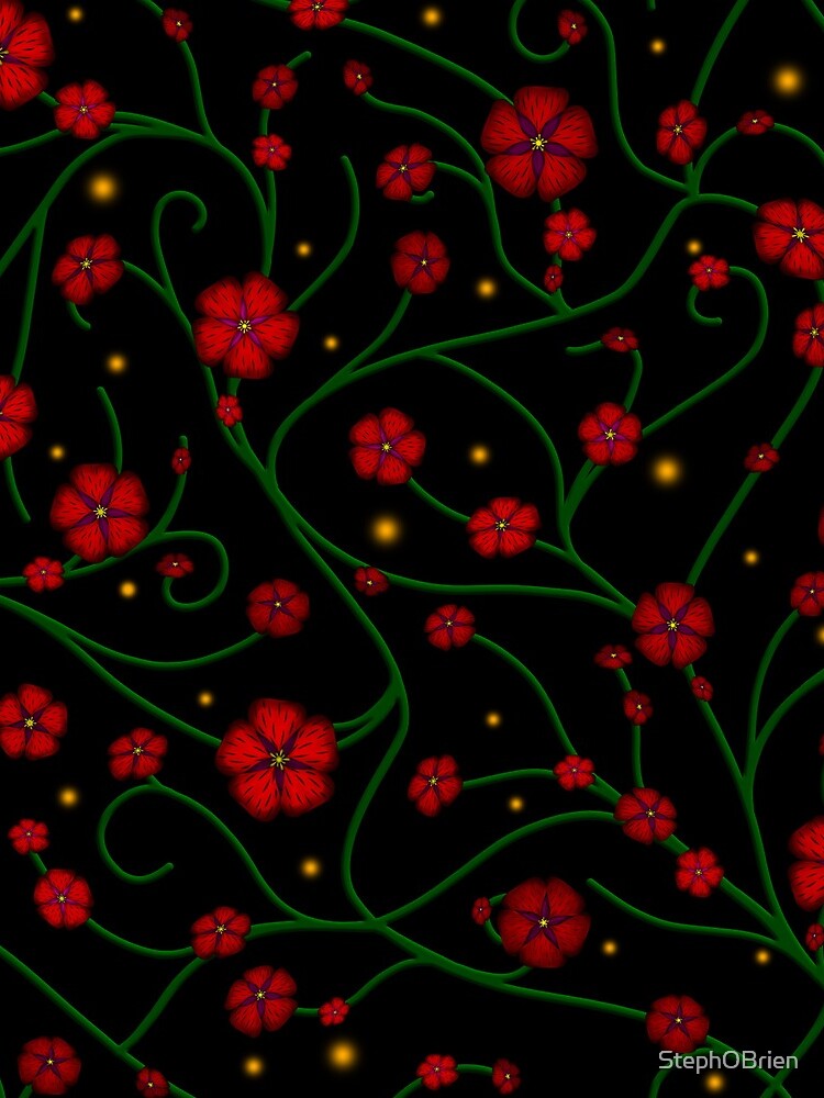 Ruby Flowers, Emerald Vines by StephOBrien