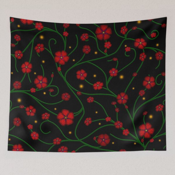 Aperçu de l'œuvre  motif paisible de fleurs rouges audacieuses et gracieuses créée et vendue par StephOBrien.