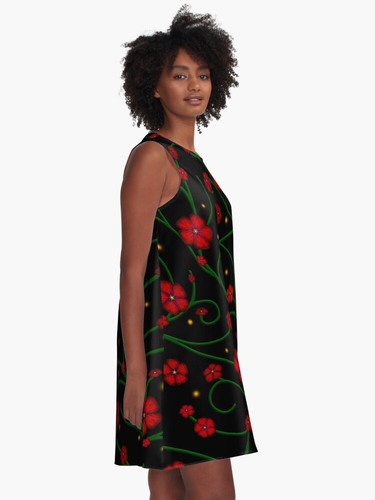 Alternate view of Ruby Flowers, Emerald Vines A-Line Dress